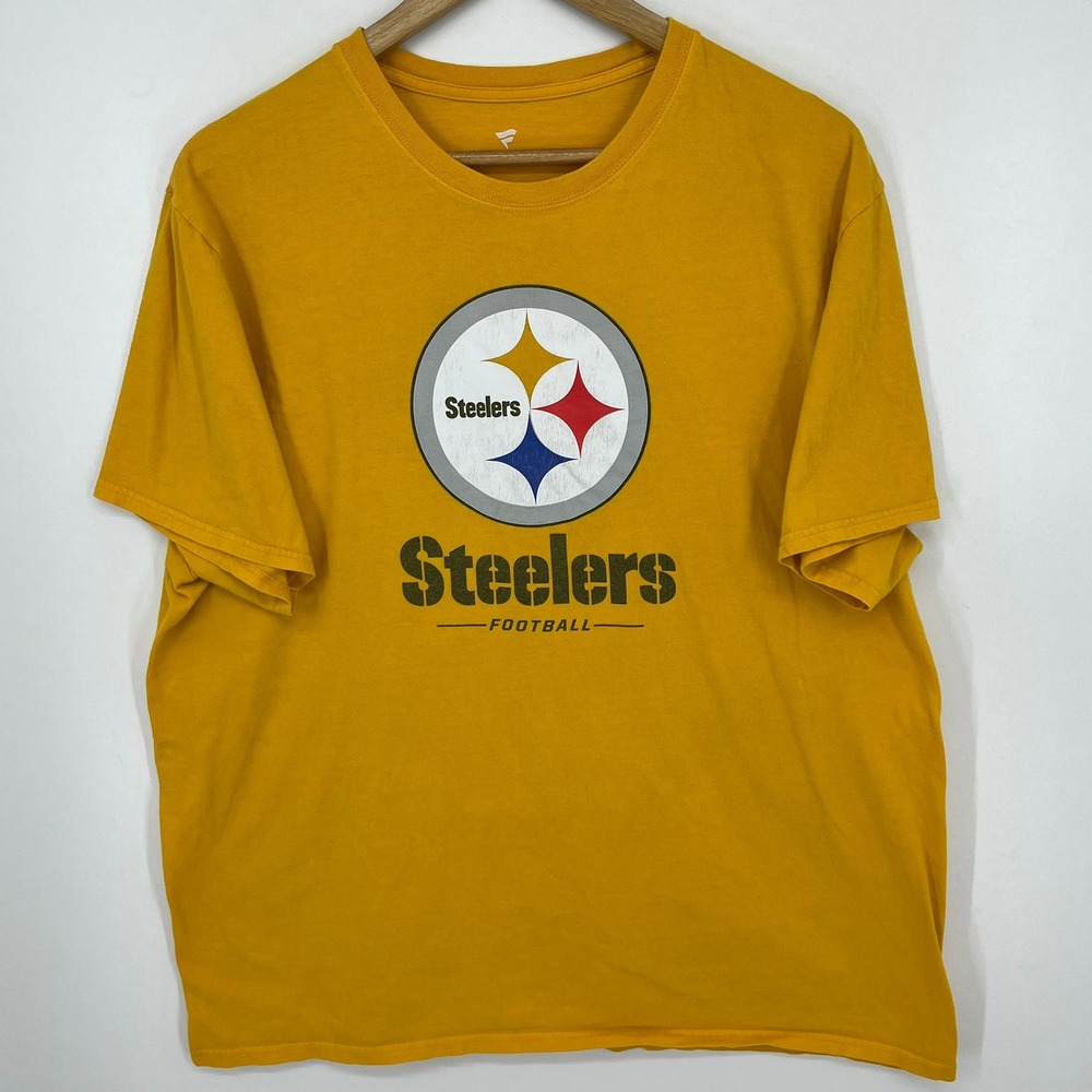 Fanatics Pittsburgh Steelers NFL Football Graphic T-Shirt Mens XL Gold Short Slv
